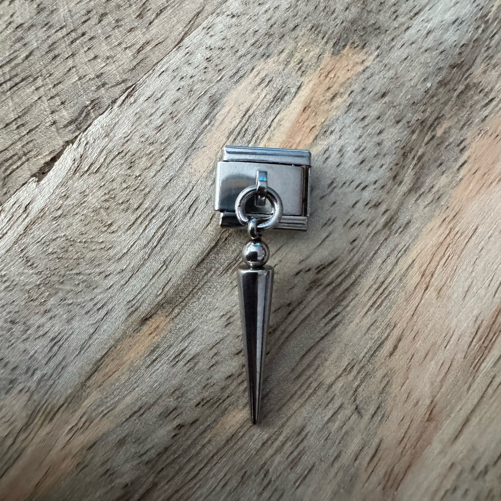 Stainless Steel Spike Dangle Italian Charm – Edgy & Bold